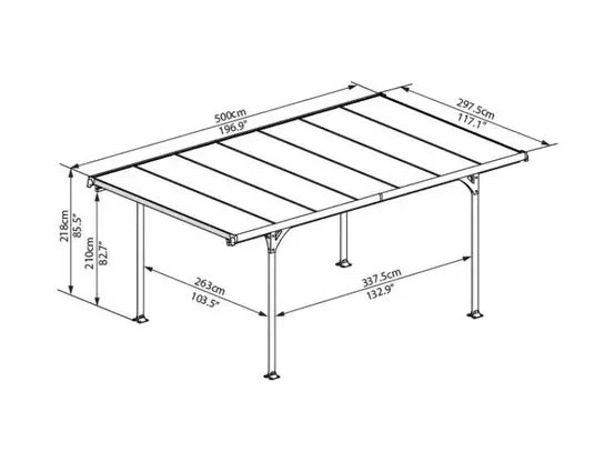 Carport polycarbonate aluminium gris anthracite – PALRAM photo 3