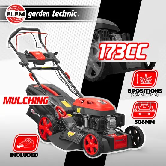 Tondeuse thermique autotractée 173cc - 50.6cm avec démarrage électrique -mulching - éjection latérale - Elem Garden photo 2