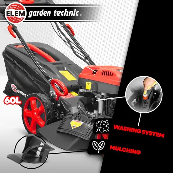 Tondeuse thermique autotractée 173cc - 50.6cm avec démarrage électrique -mulching - éjection latérale - Elem Garden photo 4