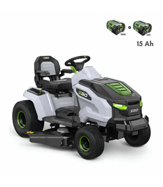 Tondeuse électrique autoportée avec pack batteries 15 Ah et chargeur mural, coupe mulching 107 cm - EGO TR4201E