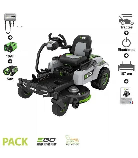 Tondeuse à gazon Zero Turn (avec volant) batterie 15Ah chargeur mural inclus Ego coupe 107 cm ZT4201ES