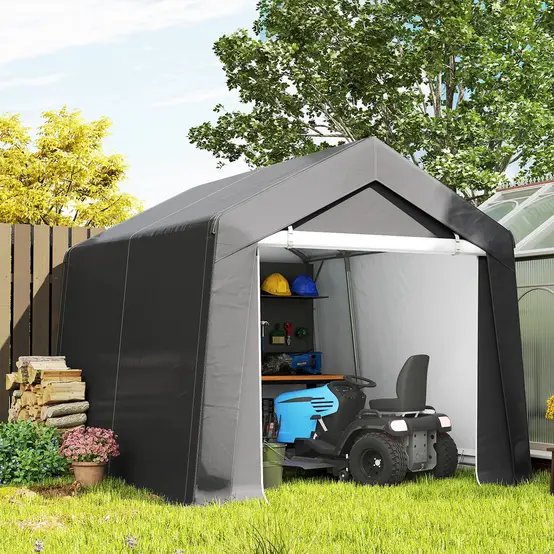 Garage tente PE 3 x 3 m gris foncé abri extérieur étanche pour moto et matériel - ComfortXL Outdoor Living photo 4