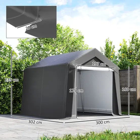 Garage tente PE 3 x 3 m gris foncé abri extérieur étanche pour moto et matériel - ComfortXL Outdoor Living photo 5