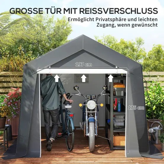 Garage tente PE 3 x 3 m gris foncé abri extérieur étanche pour moto et matériel - ComfortXL Outdoor Living photo 8