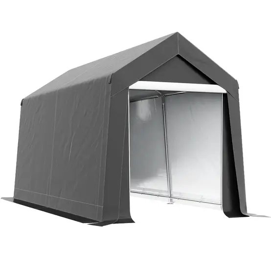 Tente garage PE gris 210 x 360 x 235 cm pour moto tondeuse avec fenêtre ventilée - ComfortXL Outdoor Living