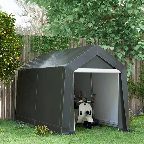 Tente garage PE gris 210 x 360 x 235 cm pour moto tondeuse avec fenêtre ventilée - ComfortXL Outdoor Living photo 4