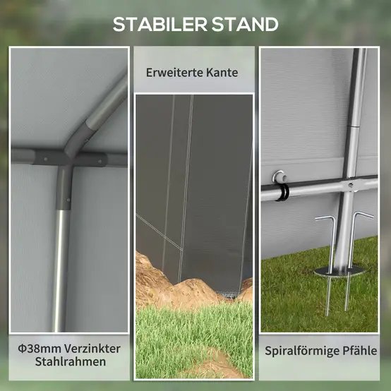 Tente garage PE gris 210 x 360 x 235 cm pour moto tondeuse avec fenêtre ventilée - ComfortXL Outdoor Living photo 7