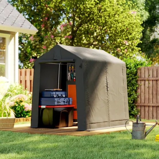 Tente garage polyester 190 x 230 cm gris foncé pour vélos et outils protection UV - ComfortXL Outdoor Living photo 3