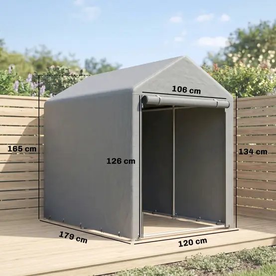 Abri de jardin toile PE acier galvanisé 120 x 179 x 165 cm gris clair rangement vélos - ComfortXL Outdoor Living photo 3