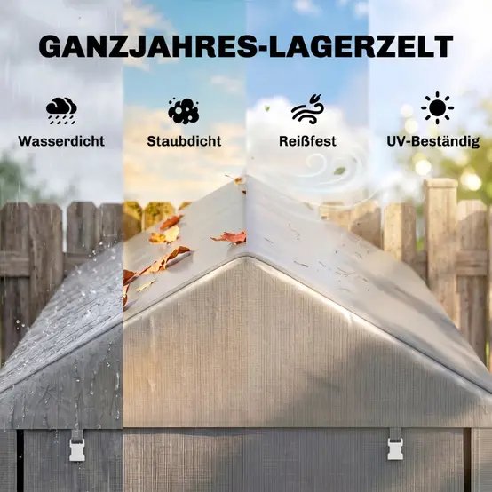 Abri de jardin toile PE acier galvanisé 120 x 179 x 165 cm gris clair rangement vélos - ComfortXL Outdoor Living photo 4