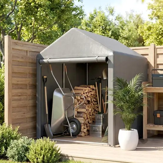 Abri de jardin toile PE acier galvanisé 120 x 179 x 165 cm gris clair rangement vélos - ComfortXL Outdoor Living photo 8