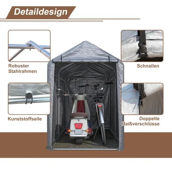 Abri vélo extérieur PE 100 x 187 x 160 cm avec cadre acier galvanisé étanche UV - ComfortXL Outdoor Living photo 5