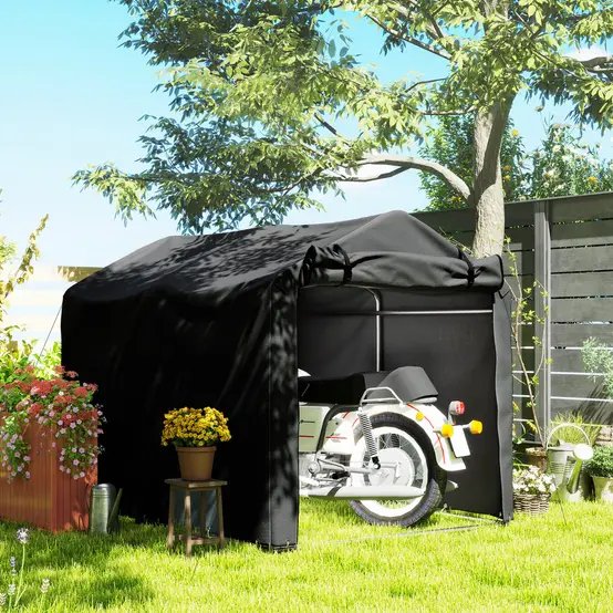 Tente garage PE noire 220 x 157 x 165 cm pour vélos moto et outils porte enroulable - ComfortXL Outdoor Living photo 3