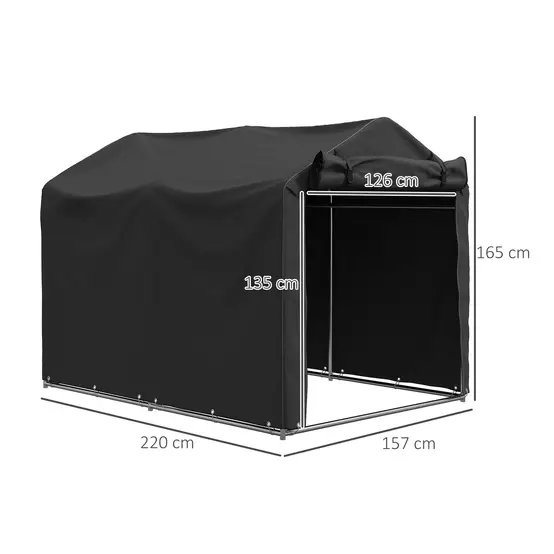 Tente garage PE noire 220 x 157 x 165 cm pour vélos moto et outils porte enroulable - ComfortXL Outdoor Living photo 5