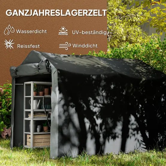 Tente garage PE noire 220 x 157 x 165 cm pour vélos moto et outils porte enroulable - ComfortXL Outdoor Living photo 6