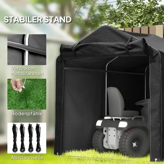 Tente garage PE noire 220 x 157 x 165 cm pour vélos moto et outils porte enroulable - ComfortXL Outdoor Living photo 7